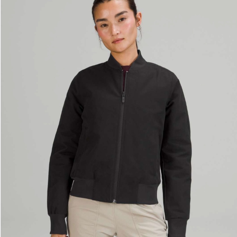 Lululemon Non-Stop Cotton Bomber Jacket - Black Sz 12